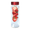 WB8437-C
	-500 ML. (17 FL. OZ.) WATER BOTTLE WITH FRUIT INFUSER-Clear Glass (bottle) Red (lid) (Clearance Minimum 30 Units)